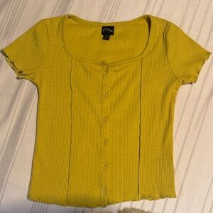 Girl’s Yellow Button-Down Ribbed Top, size 7/8